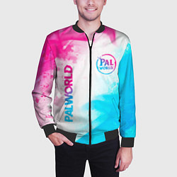 Бомбер мужской Palworld neon gradient style вертикально, цвет: 3D-черный — фото 2
