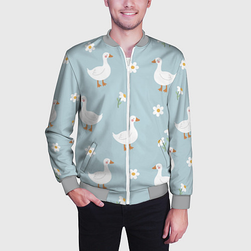 Мужской бомбер Гусиный узор / 3D-Меланж – фото 3