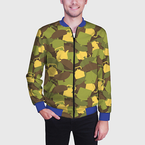Мужской бомбер Кухонная посуда - камуфляж / 3D-Синий – фото 3
