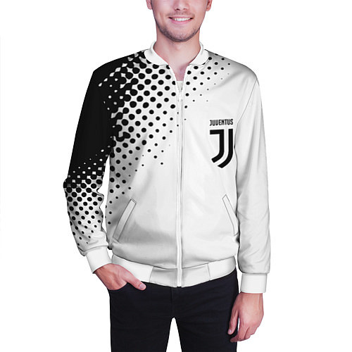 Мужской бомбер Juventus sport black geometry / 3D-Белый – фото 3