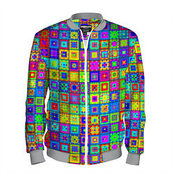 Бомбер мужской Узор из разноцветных квадратов, цвет: 3D-меланж