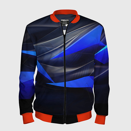 Мужской бомбер Black and blue abstract background sport style / 3D-Красный – фото 1