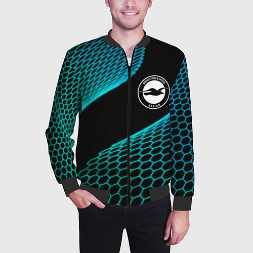 Мужской бомбер Brighton football net / 3D-Черный – фото 3