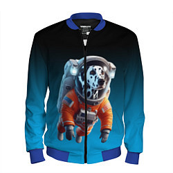 Бомбер мужской Далматинец космонавт в открытом космосе, цвет: 3D-синий