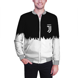 Бомбер мужской Juventus белый огонь текстура, цвет: 3D-меланж — фото 2