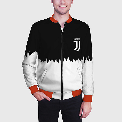 Мужской бомбер Juventus белый огонь текстура / 3D-Красный – фото 3