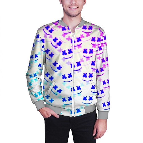 Мужской бомбер Marshmello pattern neon / 3D-Меланж – фото 3