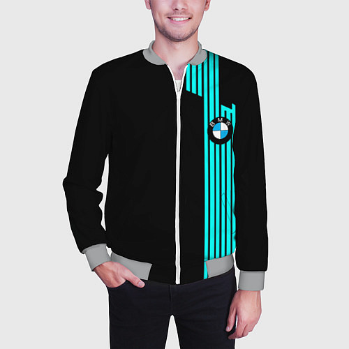 Мужской бомбер BMW sport line geometry / 3D-Меланж – фото 3