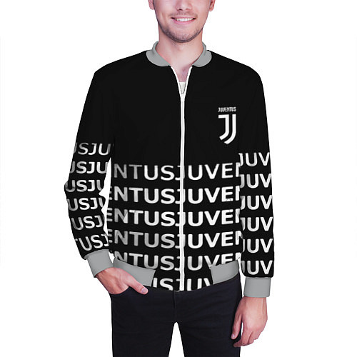 Мужской бомбер Juventus pattern fc club steel / 3D-Меланж – фото 3