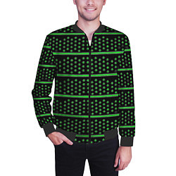 Бомбер мужской Зелёные круги и полосы, цвет: 3D-черный — фото 2
