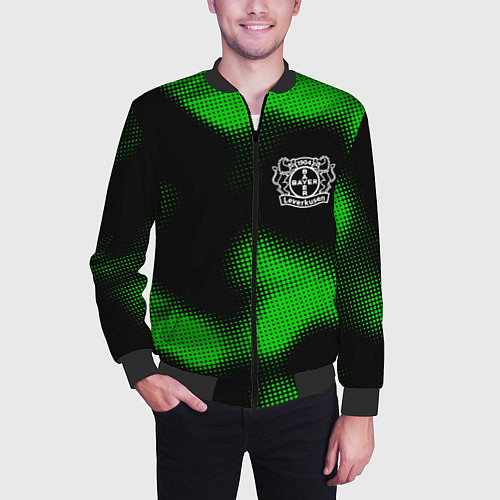 Мужской бомбер Bayer 04 sport halftone / 3D-Черный – фото 3