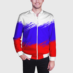 Бомбер мужской Триколор штрихи, цвет: 3D-белый — фото 2
