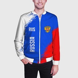 Бомбер мужской Триколор и герб России, цвет: 3D-белый — фото 2