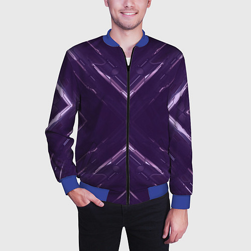 Мужской бомбер Космические треугольники икс / 3D-Синий – фото 3