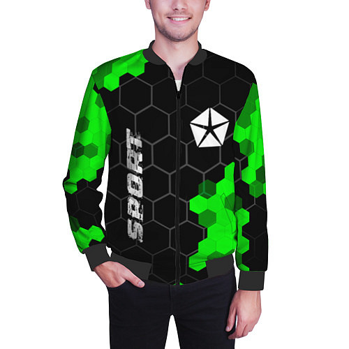 Мужской бомбер Jeep green sport hexagon / 3D-Черный – фото 3