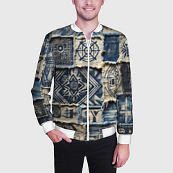 Бомбер мужской Татуировки майя на дениме, цвет: 3D-белый — фото 2
