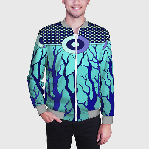 Мужской бомбер Turquoise abstraction / 3D-Меланж – фото 3