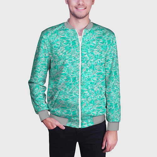 Мужской бомбер Абстрактный бирюзово-белый фон / 3D-Меланж – фото 3