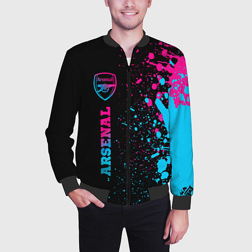 Мужской бомбер Arsenal - neon gradient по-вертикали / 3D-Черный – фото 3