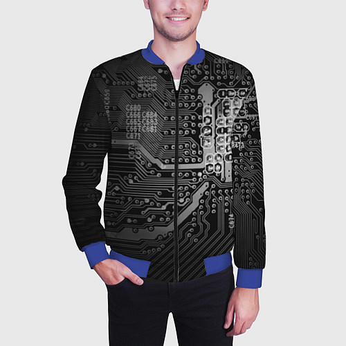 Мужской бомбер Микросхема плата / 3D-Синий – фото 3