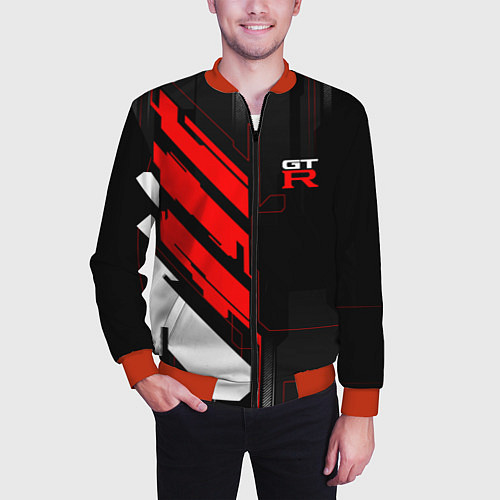 Мужской бомбер Nissan GTR - Cyber / 3D-Красный – фото 3