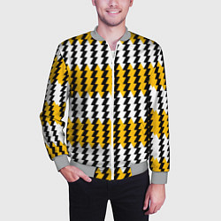 Бомбер мужской Вертикальные жёлто-белые полосы, цвет: 3D-меланж — фото 2