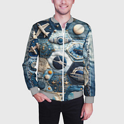 Бомбер мужской Пэчворк с авиацией, цвет: 3D-меланж — фото 2