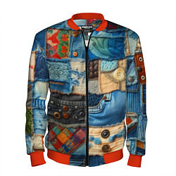 Мужской бомбер Vanguard denim patchwork - ai art