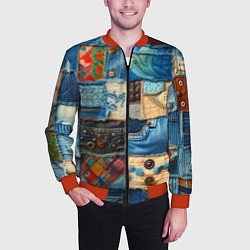 Бомбер мужской Vanguard denim patchwork - ai art, цвет: 3D-красный — фото 2