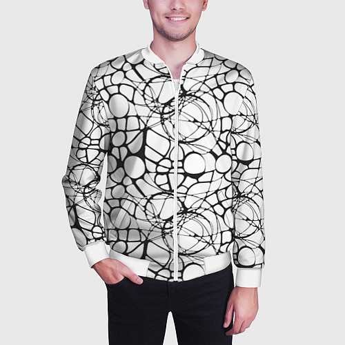 Мужской бомбер Абстрактный нейрографический узор / 3D-Белый – фото 3