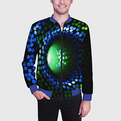 Бомбер мужской Червоточина - гексагональные чешуйки со свечением, цвет: 3D-синий — фото 2