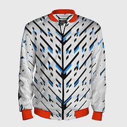 Бомбер мужской Black and blue stripes on a white background, цвет: 3D-красный
