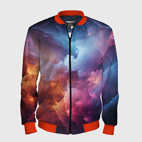 Мужской бомбер Облачный космос / 3D-Красный – фото 1