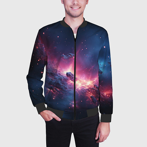 Мужской бомбер Взрыв в космосе / 3D-Черный – фото 3