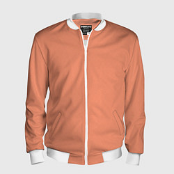 Бомбер мужской Насыщенный персиковый текстурированный, цвет: 3D-белый