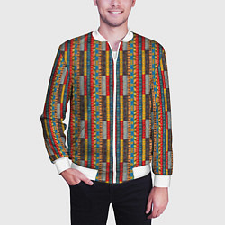 Бомбер мужской Африканские полоски, цвет: 3D-белый — фото 2