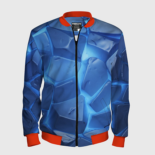 Мужской бомбер Синие ледяные плиты с разломом / 3D-Красный – фото 1