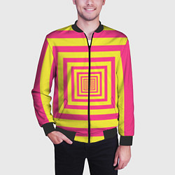 Бомбер мужской Желтые квадраты трансформация, цвет: 3D-черный — фото 2