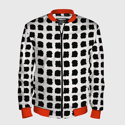 Мужской бомбер Лаконичные мазки квадраты / 3D-Красный – фото 1
