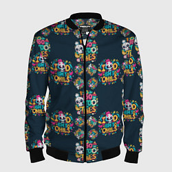 Бомбер мужской Абстрактная генерация ии с черепом, цвет: 3D-черный