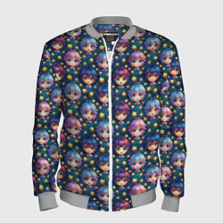 Бомбер мужской Аниме персонажи паттерн, цвет: 3D-меланж