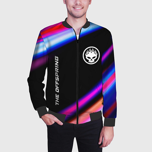 Мужской бомбер The Offspring neon rock lights / 3D-Черный – фото 3