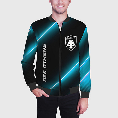 Мужской бомбер AEK Athens неоновые лампы / 3D-Черный – фото 3