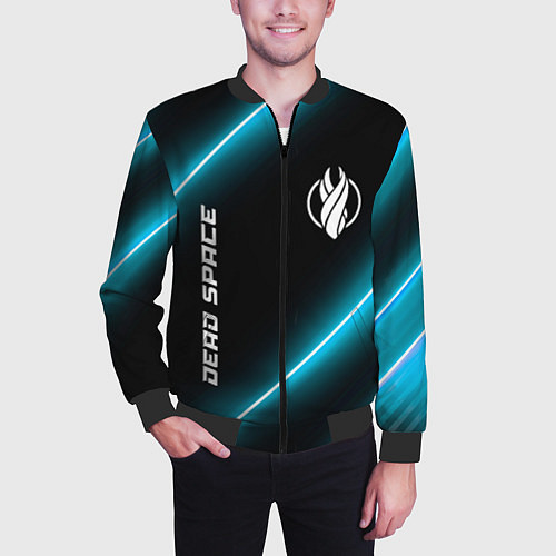 Мужской бомбер Dead Space неоновые лампы / 3D-Черный – фото 3