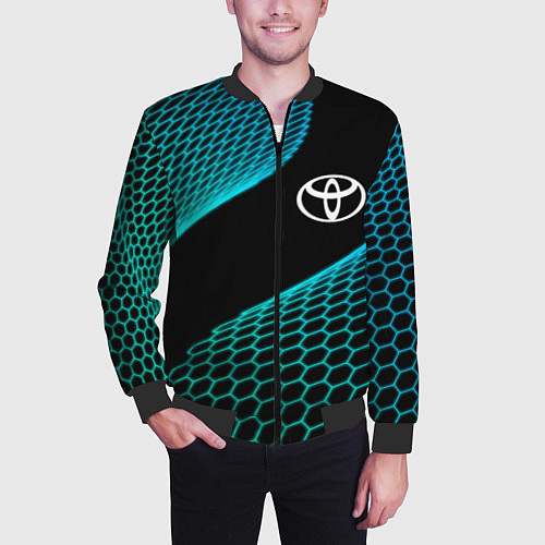 Мужской бомбер Toyota electro hexagon / 3D-Черный – фото 3