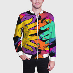 Бомбер мужской Психоделические руки, цвет: 3D-белый — фото 2