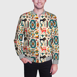 Бомбер мужской Африканские узор лев и жираф, цвет: 3D-меланж — фото 2
