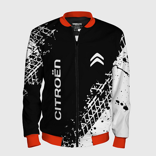 Мужской бомбер Ситроен: следы от шин / 3D-Красный – фото 1