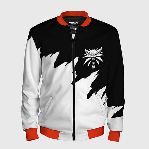 Мужской бомбер Ведьмак белое лого краски / 3D-Красный – фото 1
