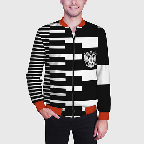 Мужской бомбер Россия геометрия / 3D-Красный – фото 3